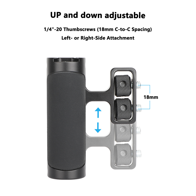 CAMVATE Side Handle with Dual 1/4"-20 Screw Mount (Black)
