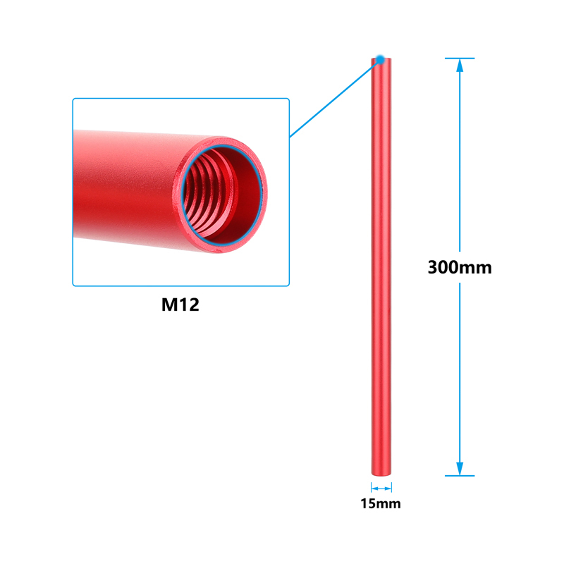 CAMVATE 15mm Aluminum Rod Pair (Red, 11.8")