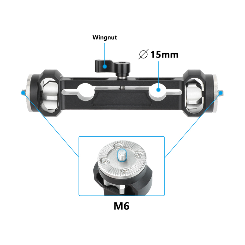 CAMVATE 15mm Rod Clamp with ARRI-Style Rosettes (Dual M6 Male Screw)