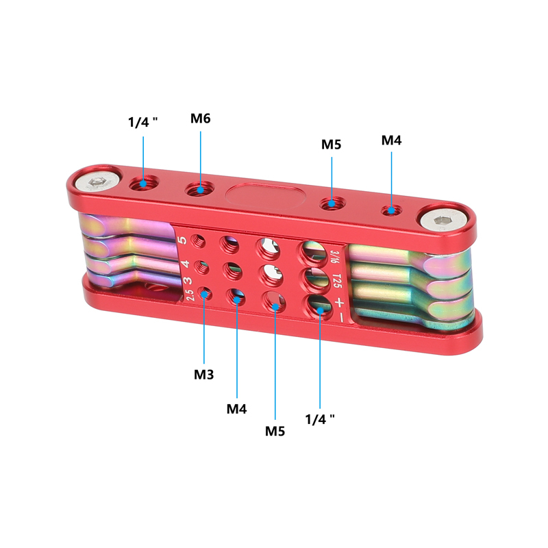CAMVATE Folding Multi-Tool with Allen Wrenches & Screwdrivers (Red)