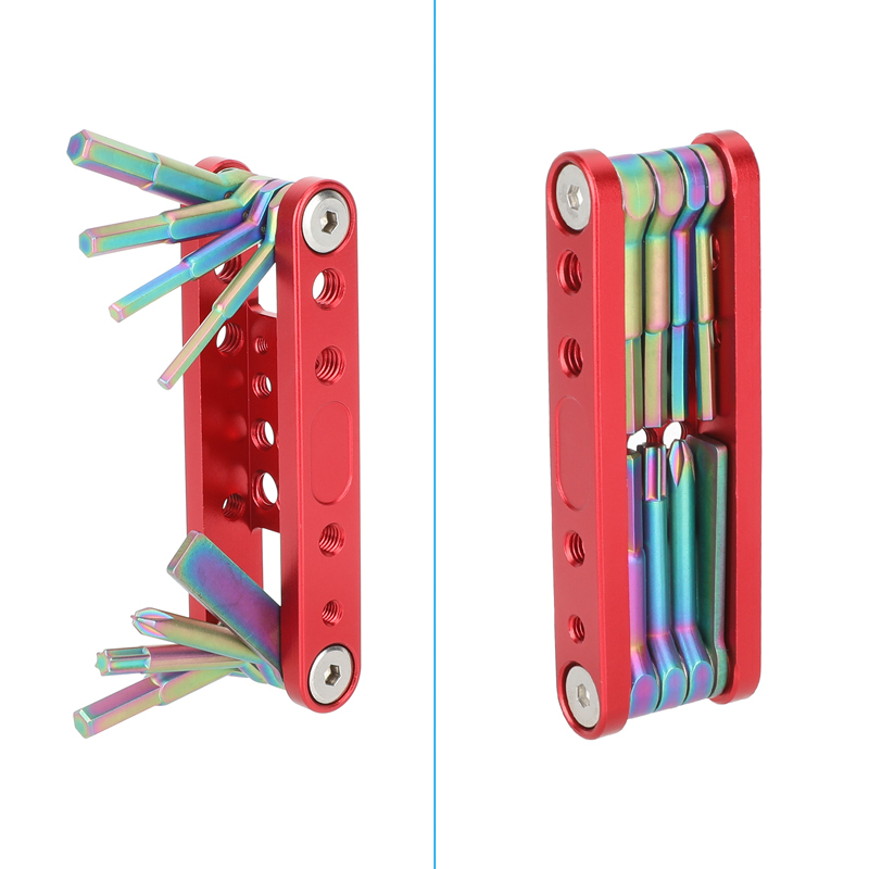 CAMVATE Folding Multi-Tool with Allen Wrenches & Screwdrivers (Red)