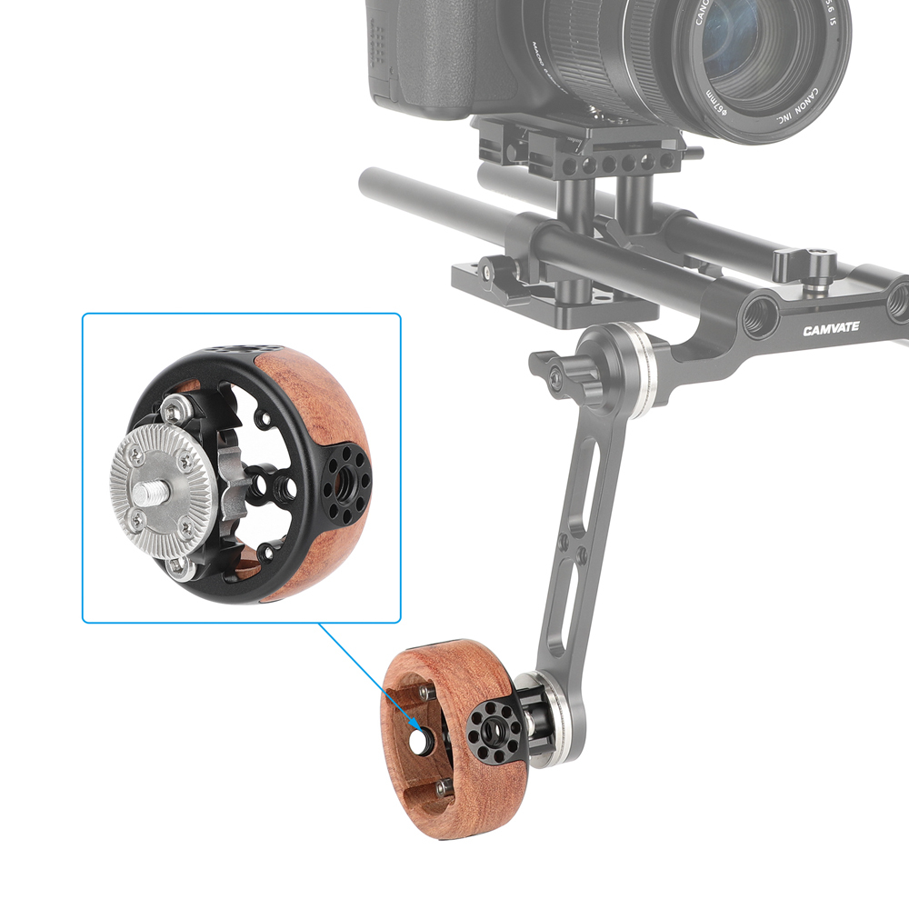CAMVATE Wooden Handgrip with ARRI-Style Rosette Mount (Round)