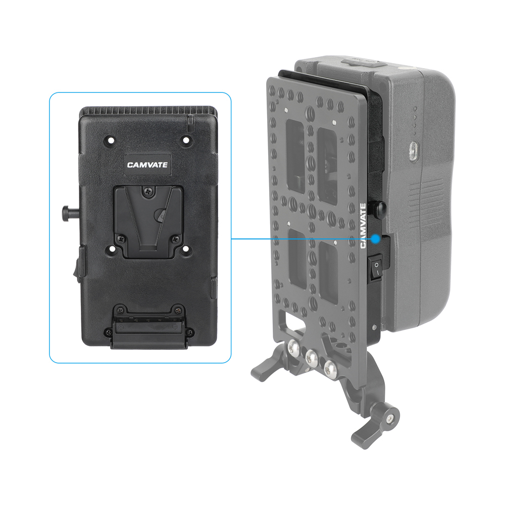CAMVATE Power Splitter Adapter With Quick Release Female V Lock Mount
