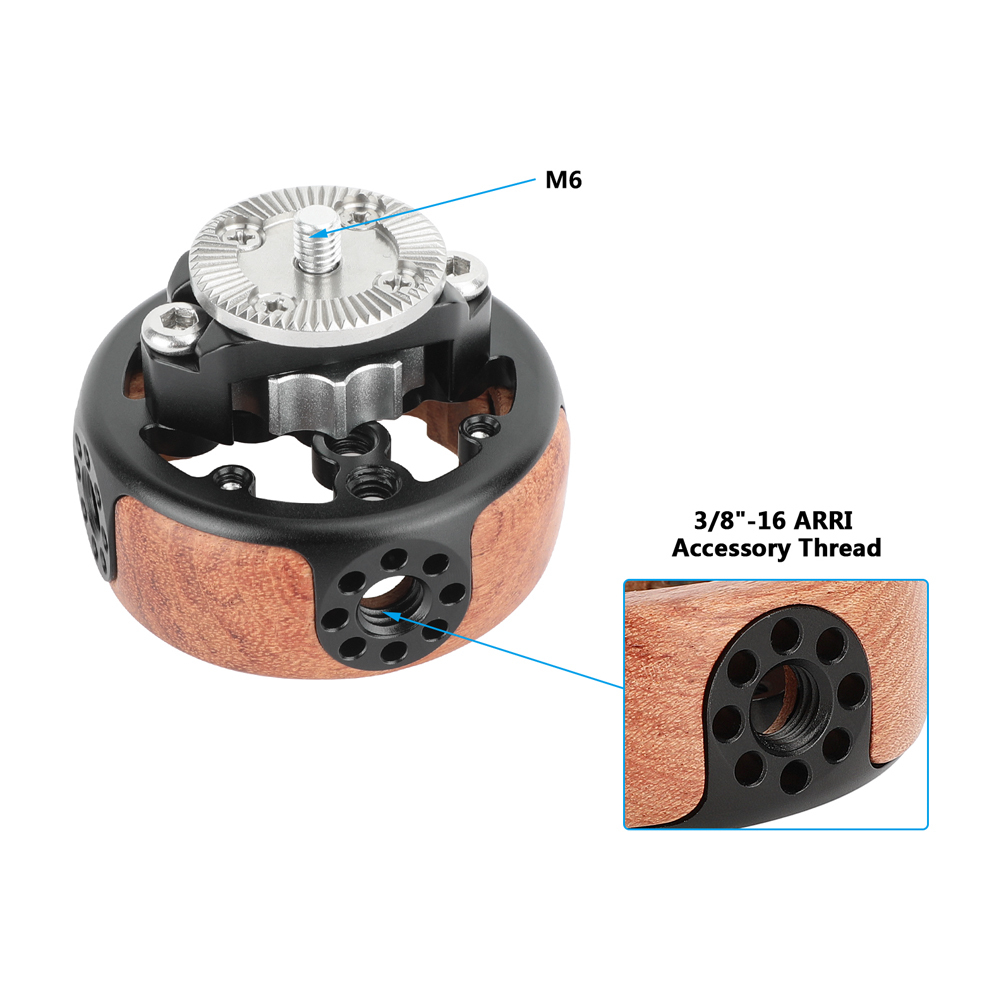 CAMVATE Wooden Handgrip with ARRI-Style Rosette Mount (Round)