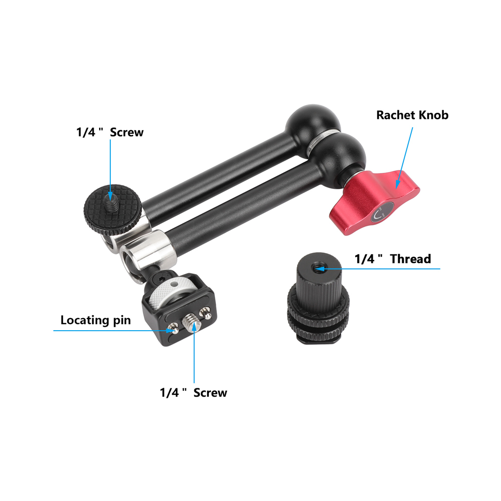 CAMVATE Multipurpose Articulating  Arm with Anti-Twist 1/4''-20 Mount & Shoe Adapter (Red Knob)