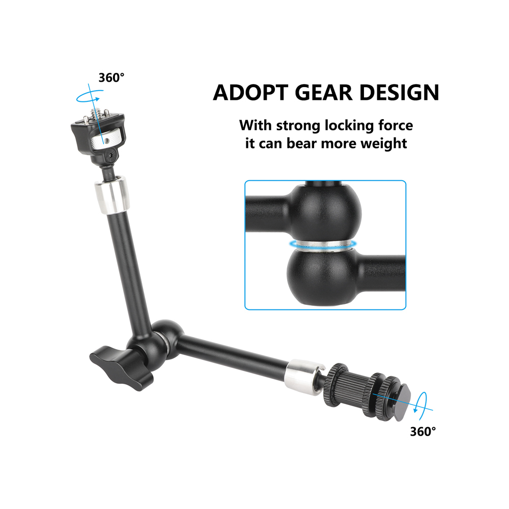 CAMVATE Multipurpose Articulating Arm with Anti-Twist 1/4''-20 Mount & Shoe Adapter (Black Knob)