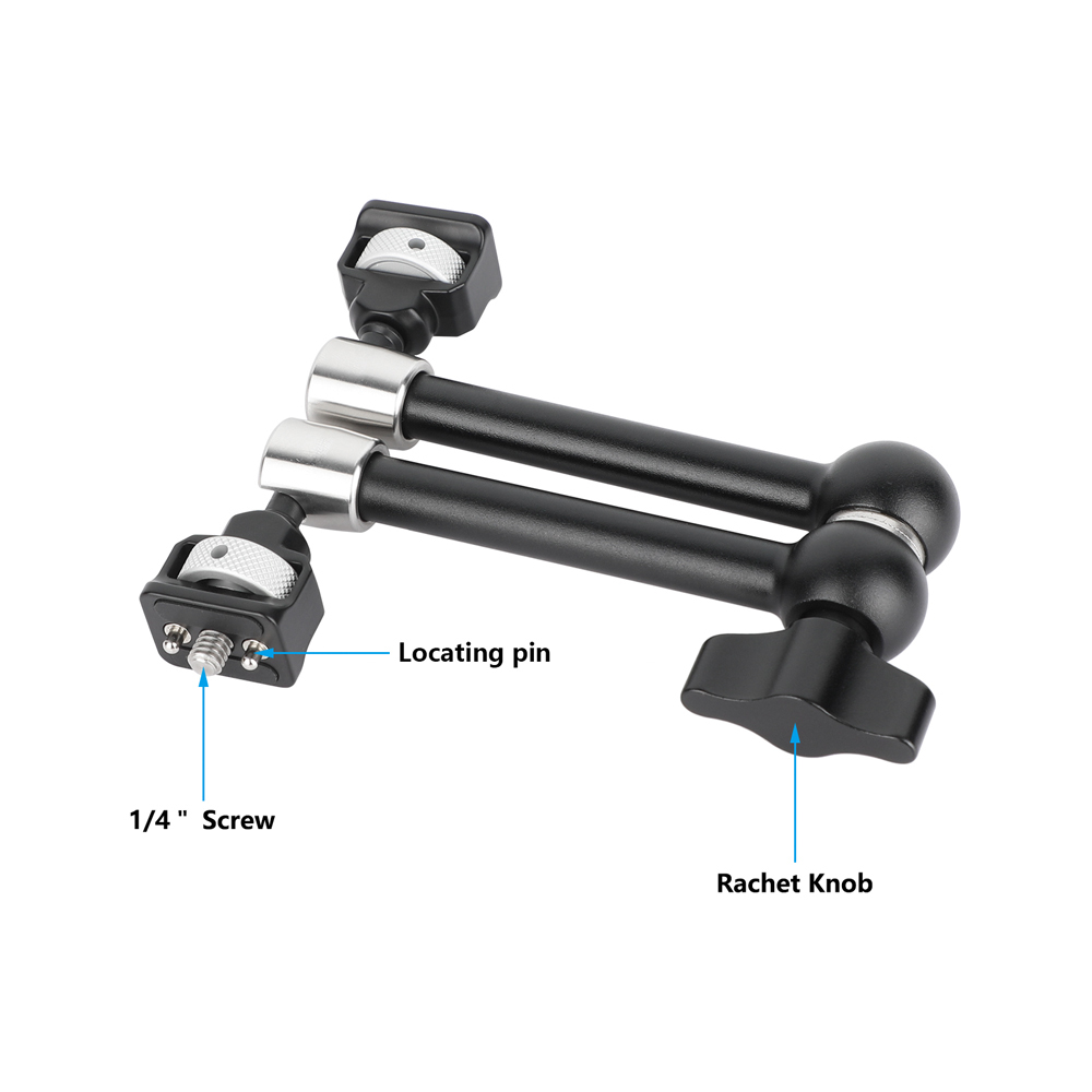 CAMVATE Multipurpose Articulating Arm with Anti-Twist 1/4''-20 Screw Mount (11", Black Knob)