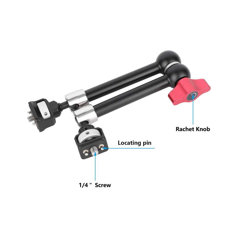 CAMVATE Multipurpose Articulating Arm with Anti-Twist 1/4''-20 Screw Mount (11", Red Knob)