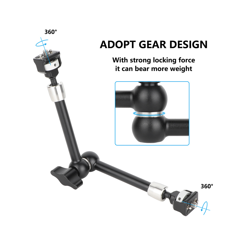 CAMVATE Multipurpose Articulating Arm with Anti-Twist 1/4''-20 Screw Mount (11", Black Knob)