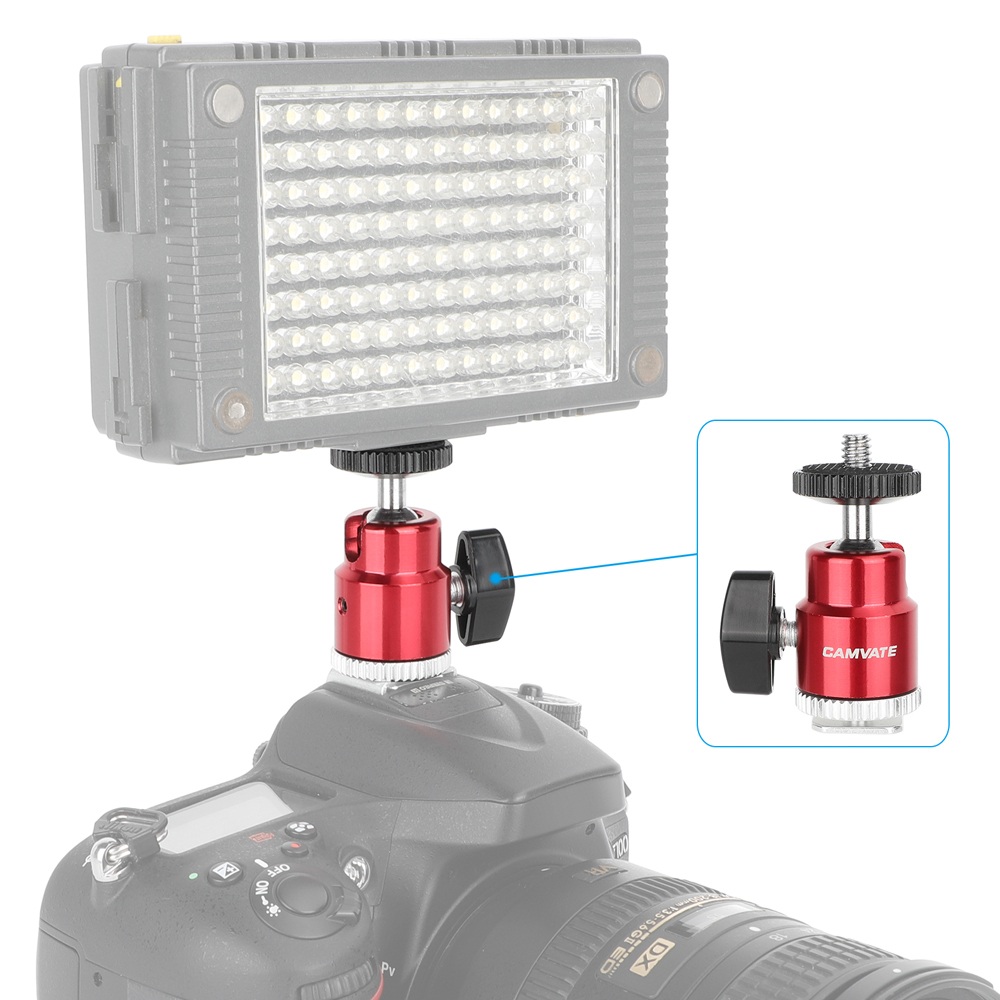 CAMVATE 1/4"-20 Mini Ball Head & Shoe Mount Adapter