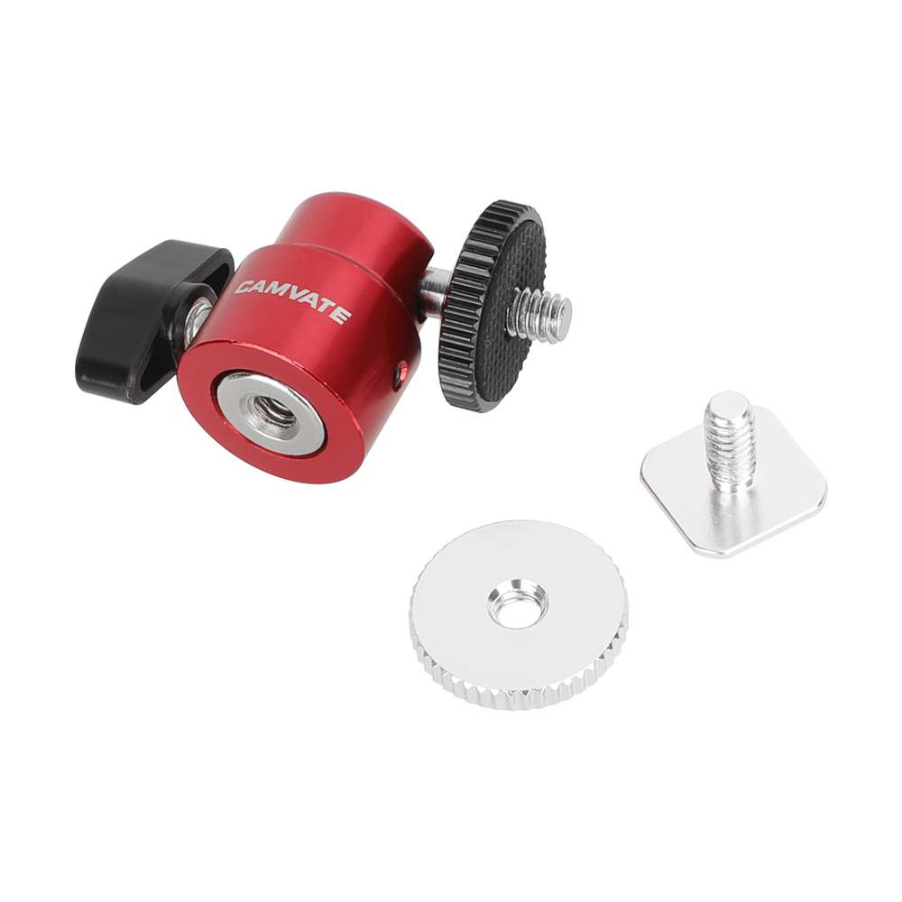 CAMVATE 1/4"-20 Mini Ball Head & Shoe Mount Adapter