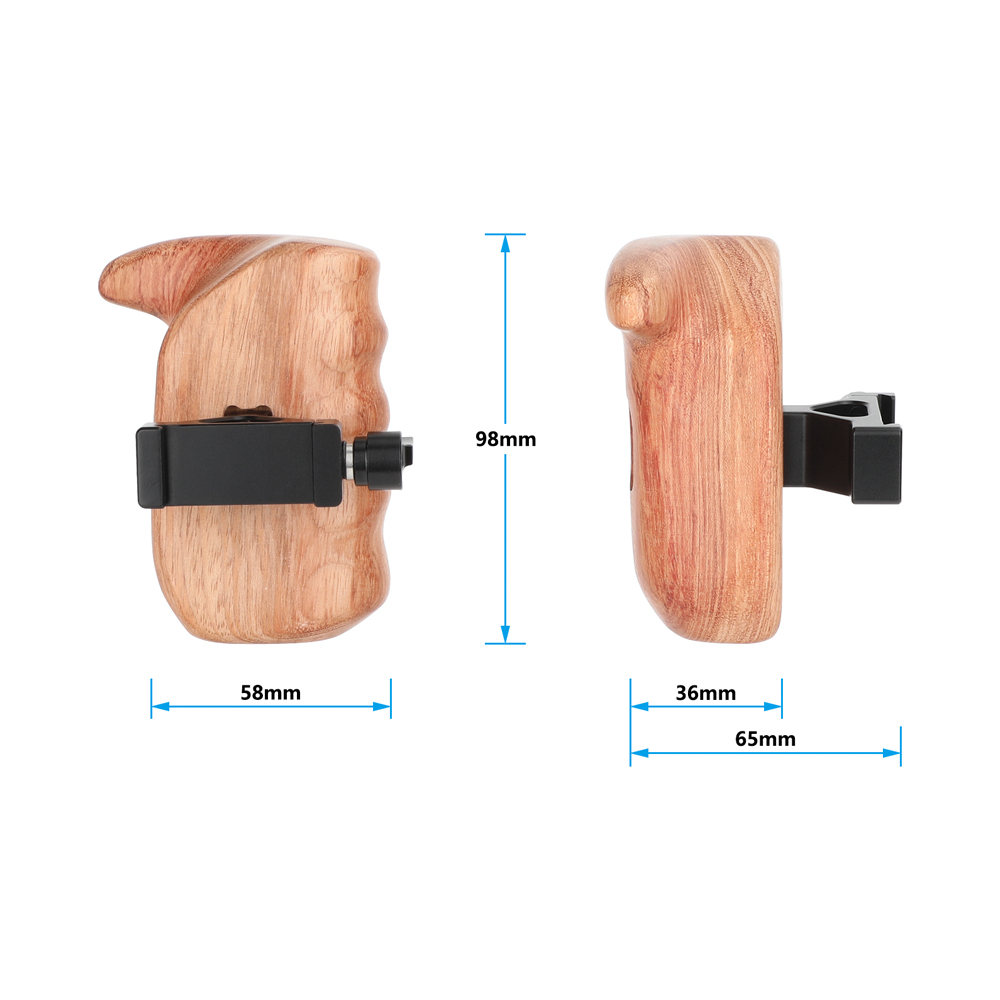 CAMVATE Large Wooden Handgrip with Arca-Type Clamp (Pair)