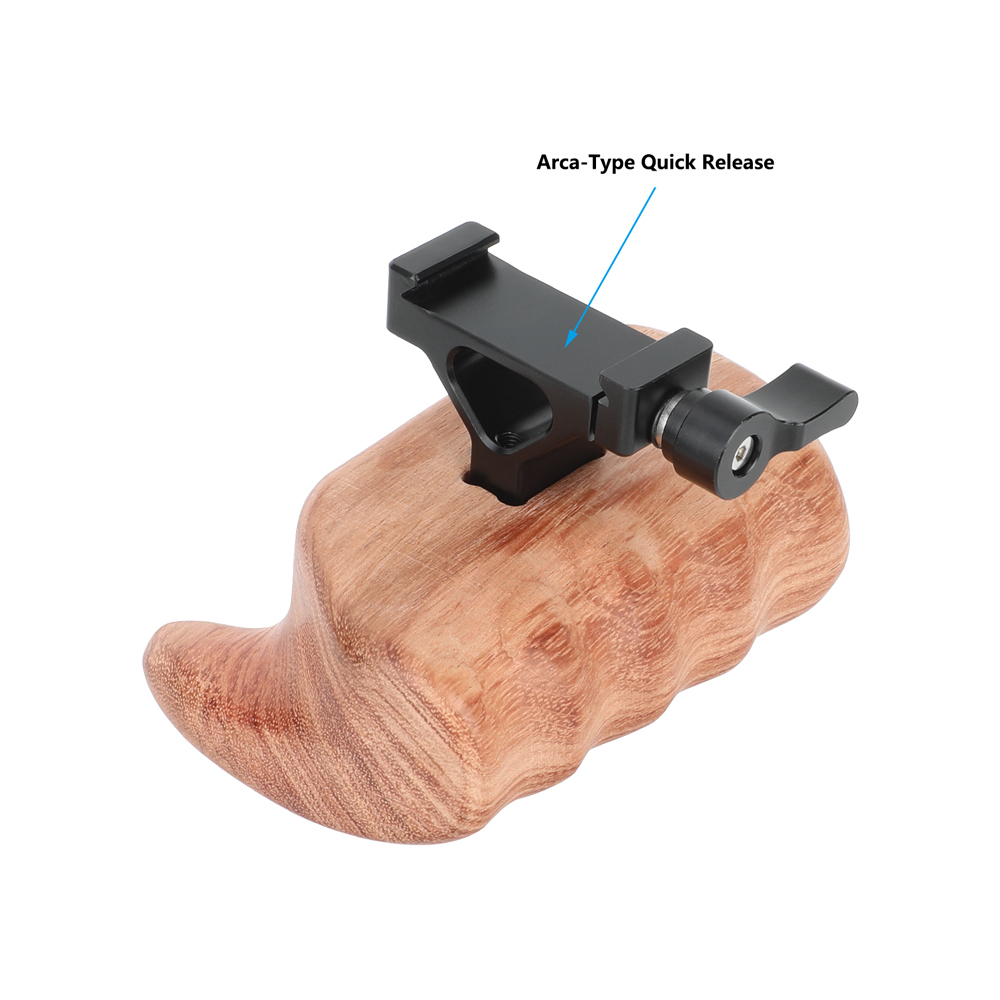 CAMVATE Large Wooden Handgrip with Arca-Type Clamp (Right Side)