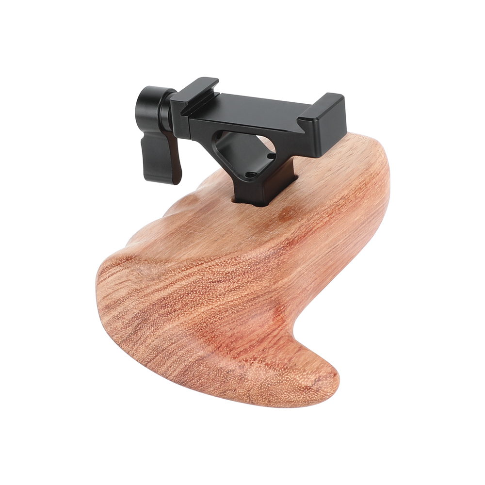 CAMVATE Large Wooden Handgrip with Arca-Type Clamp (Left Side)