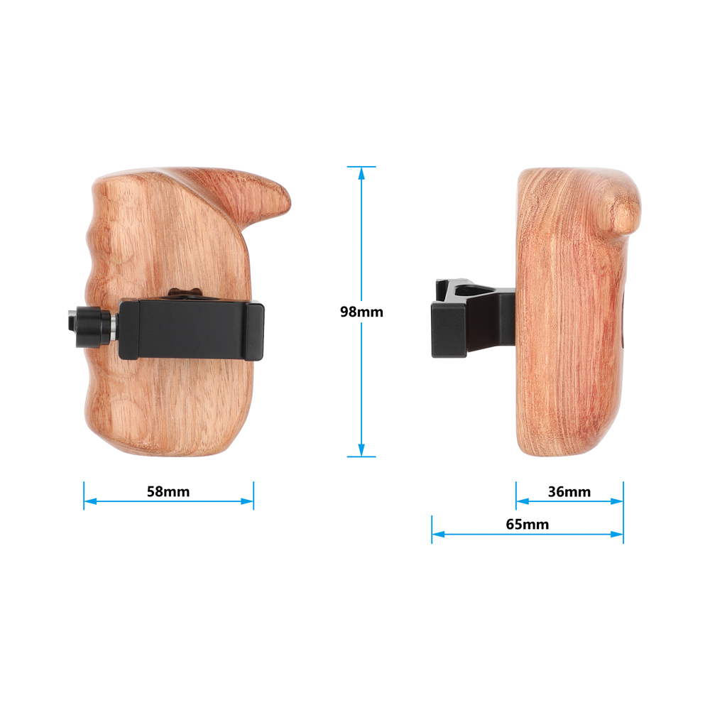 CAMVATE Large Wooden Handgrip with Arca-Type Clamp (Right Side)