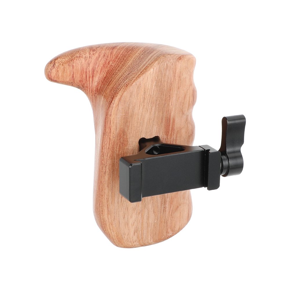CAMVATE Large Wooden Handgrip with Arca-Type Clamp (Left Side)