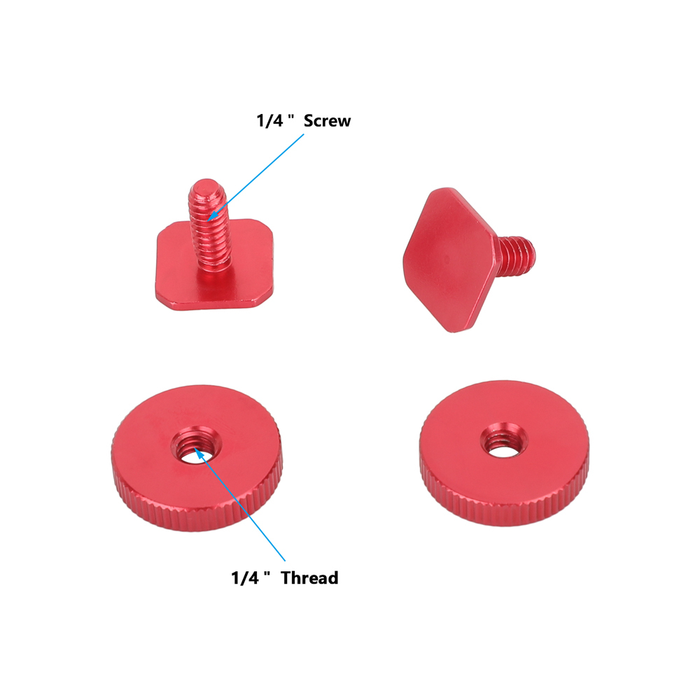 CAMVATE Cold Shoe to 1/4"-20 Male Post Adapter (Red, 2-Pack)
