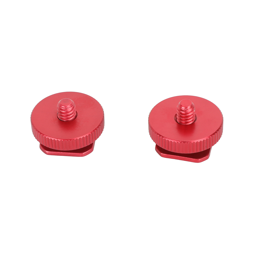 CAMVATE Cold Shoe to 1/4"-20 Male Post Adapter (Red, 2-Pack)