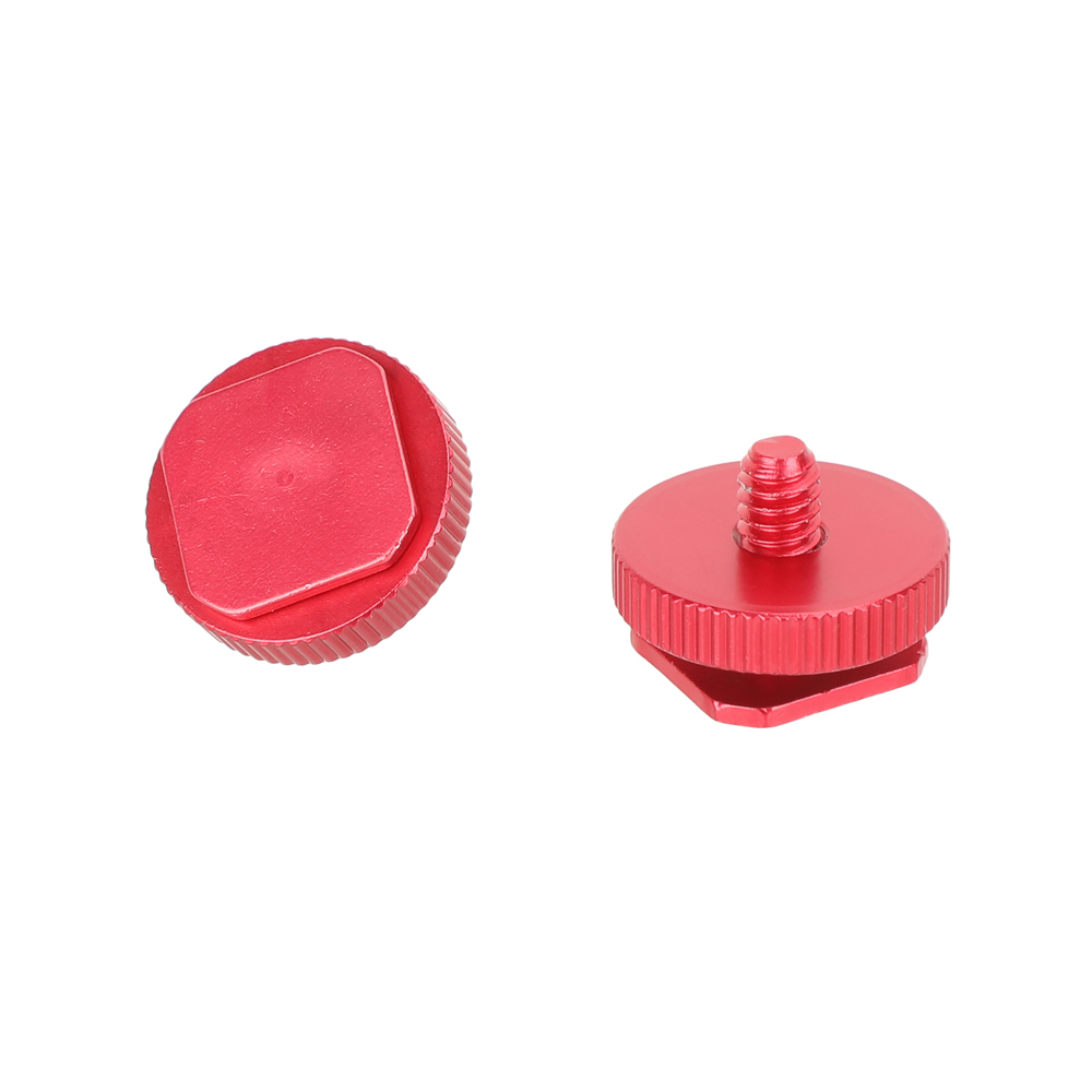 CAMVATE Cold Shoe to 1/4"-20 Male Post Adapter (Red, 2-Pack)