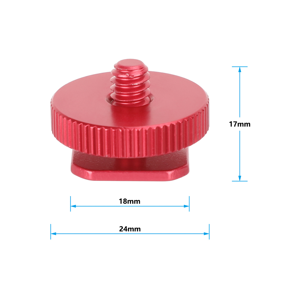 CAMVATE Cold Shoe to 1/4"-20 Male Post Adapter (Red, 2-Pack)