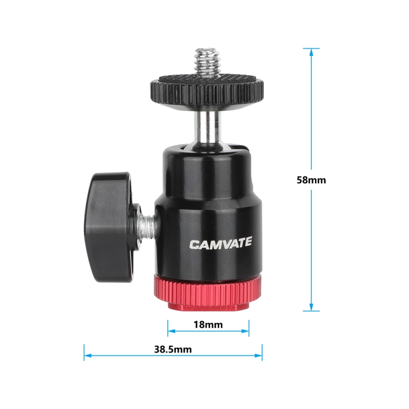 CAMVATE Camera Hot Shoe to 1/4"-20 Screw Ball Head Mount (2-Pack)