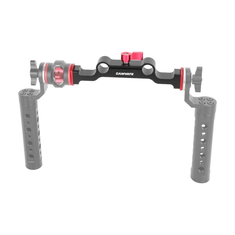 CAMVATE 15mm LWS Dual-Rod Clamp with ARRI-Style Rosettes (Red/Black)