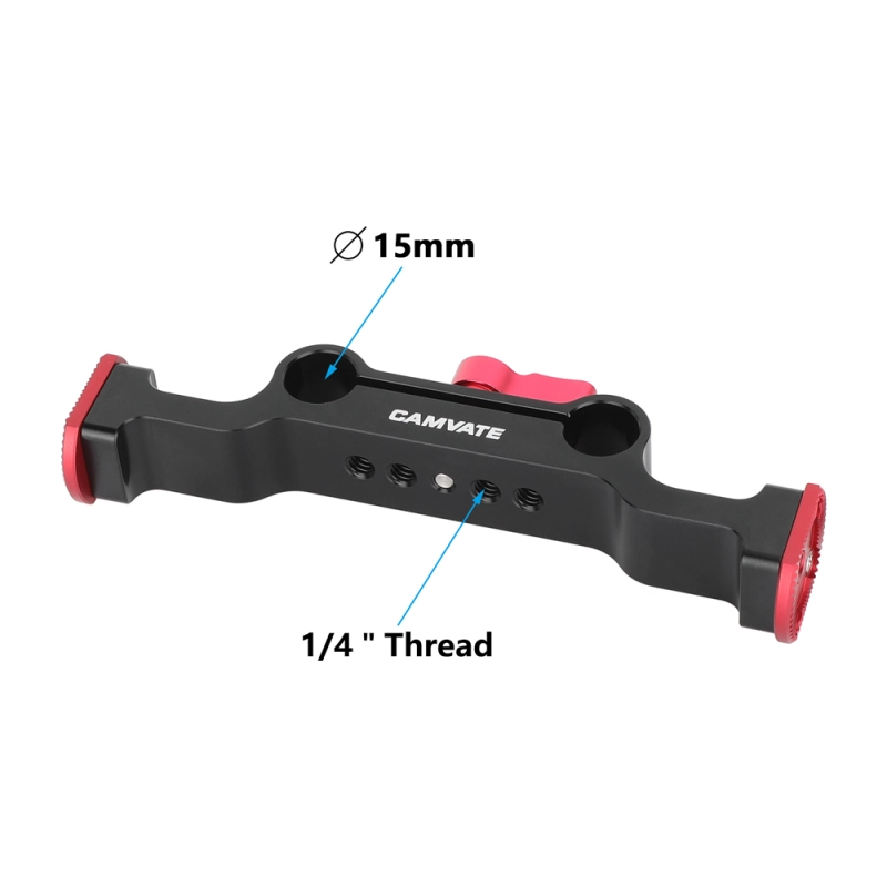 CAMVATE 15mm LWS Dual-Rod Clamp with ARRI-Style Rosettes (Red/Black)