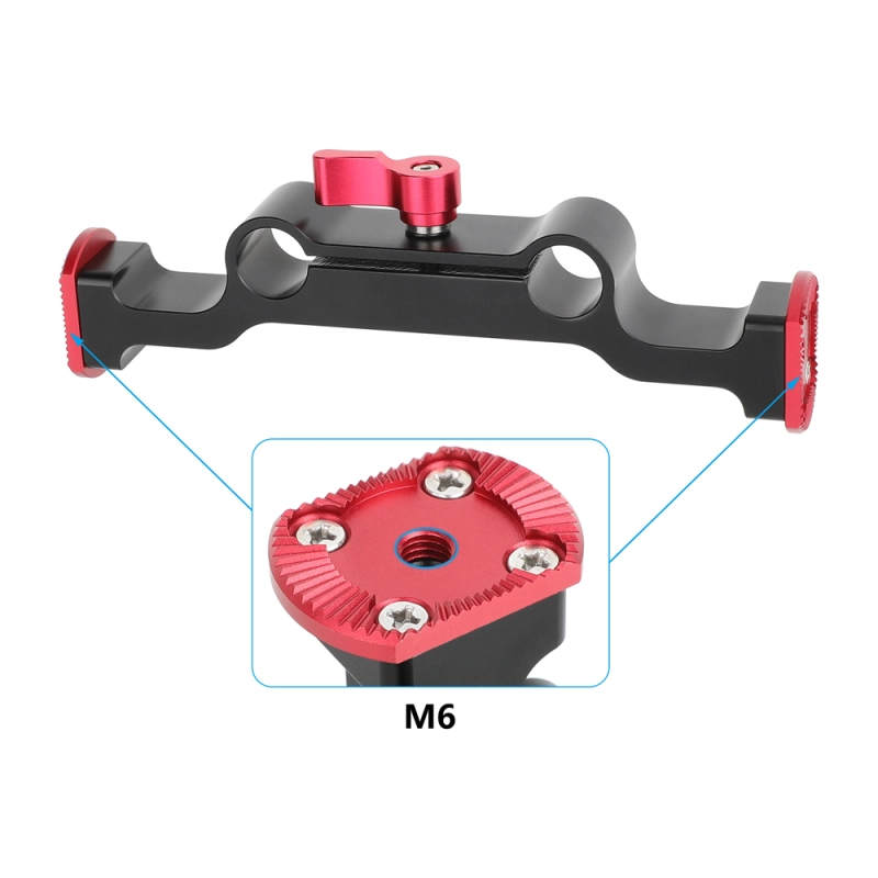 CAMVATE 15mm LWS Dual-Rod Clamp with ARRI-Style Rosettes (Red/Black)