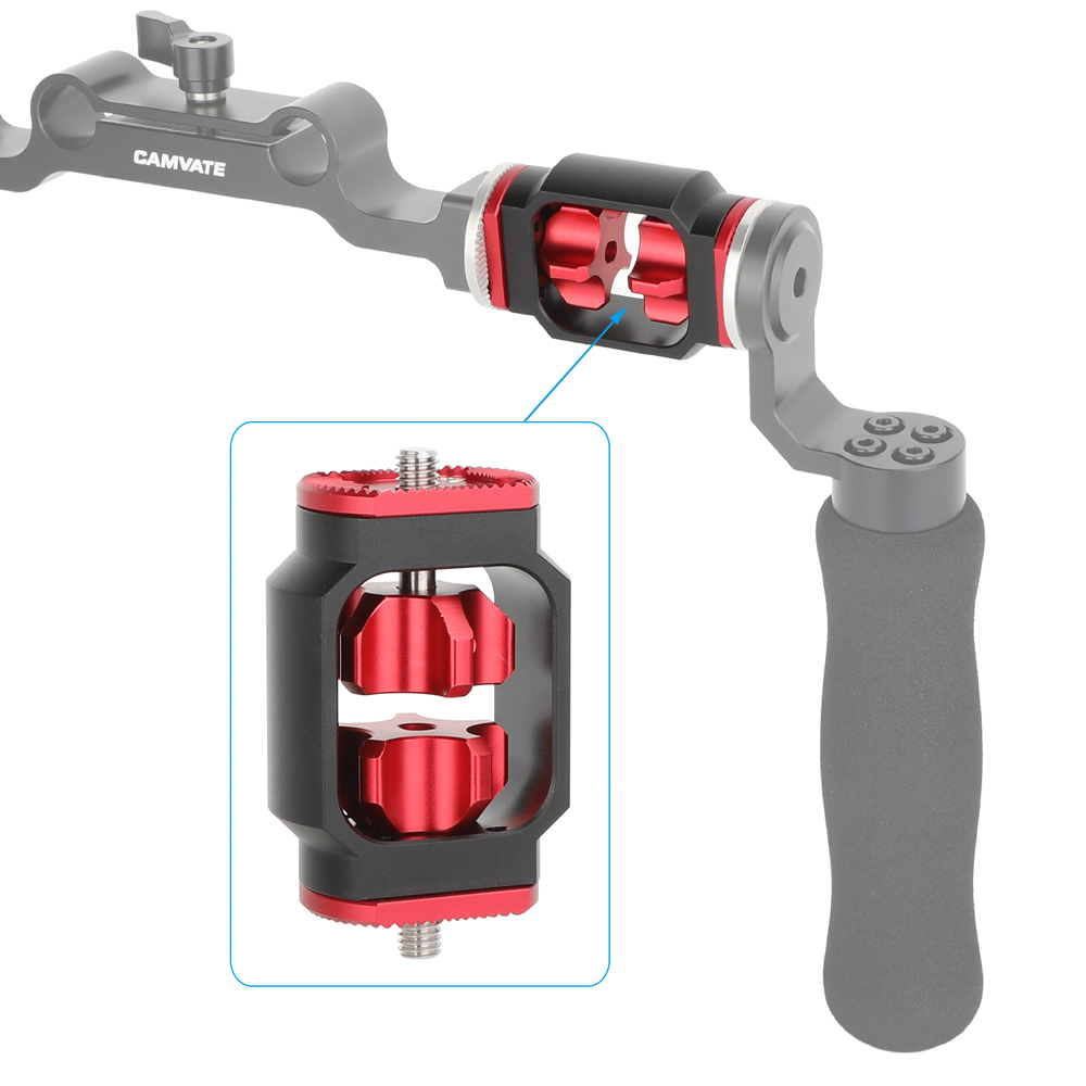 CAMVATE ARRI-Style Rosette Mount Extension Spacer (Dual M6 Male Screw, Red/Black)