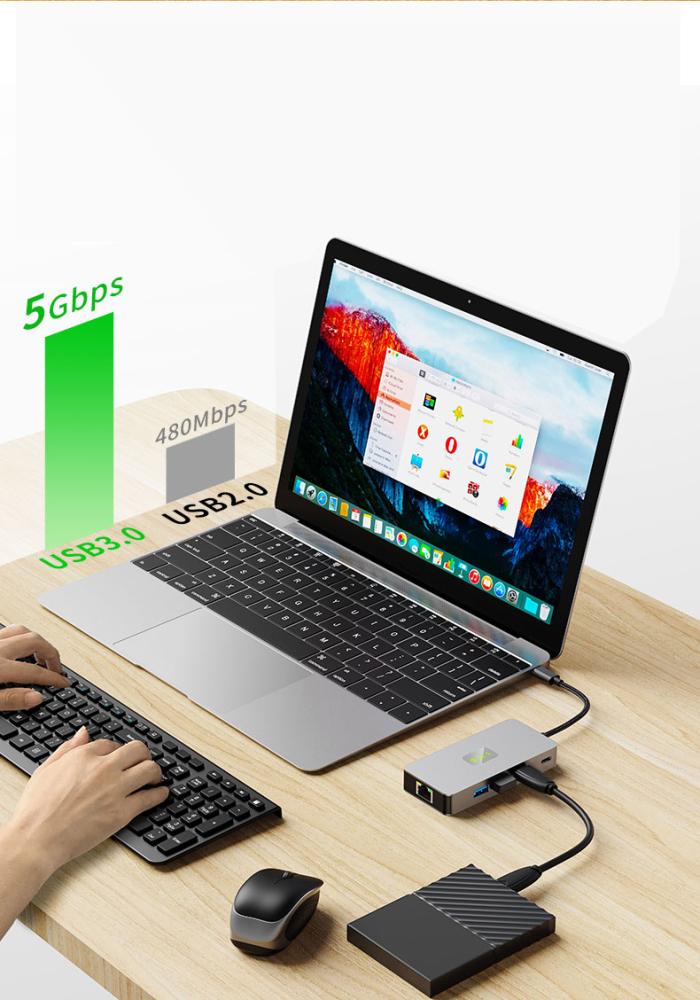 CAMVATE 9-in-1 USB-C Multiport Adapter (Silver Grey)