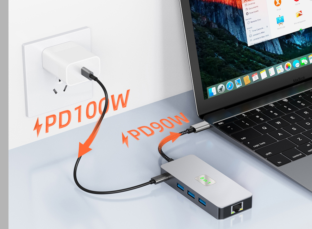 CAMVATE 9-in-1 USB-C Multiport Adapter (Silver Grey)