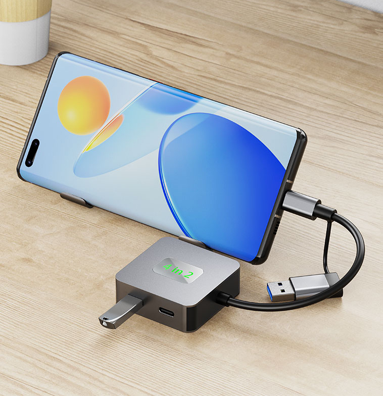 CAMVATE 4-Port USB-C & USB-A 3.2 Gen 2 Hub (Silver Grey)