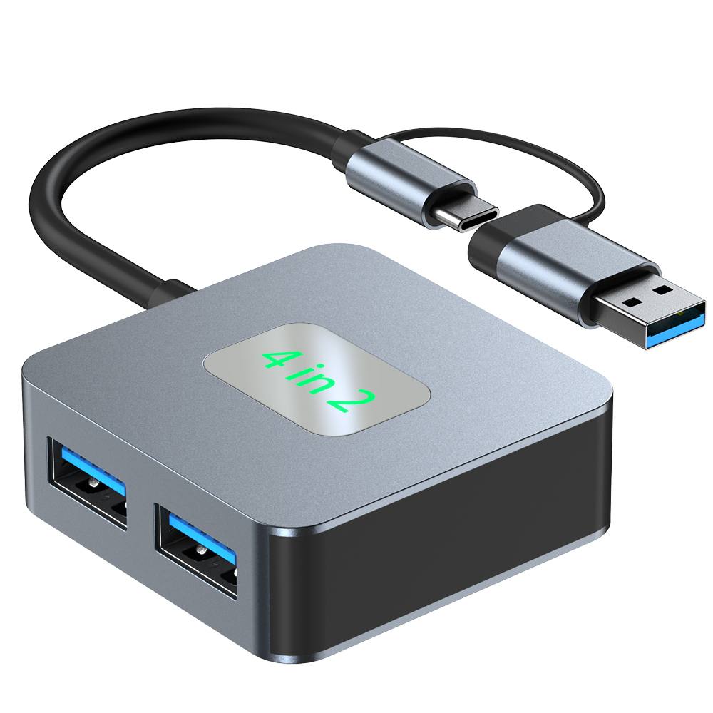 CAMVATE 4-Port USB-C & USB-A 3.2 Gen 2 Hub (Silver Grey)