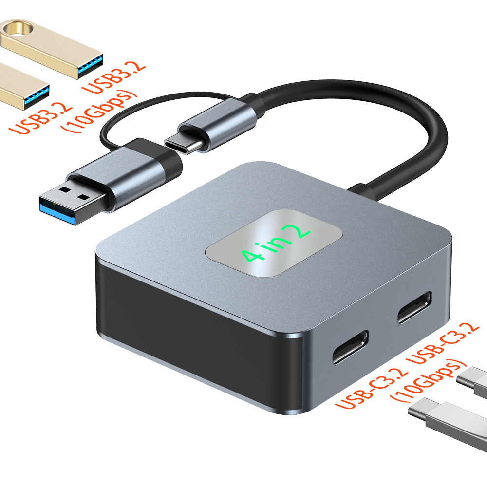 CAMVATE 4-Port USB-C & USB-A 3.2 Gen 2 Hub (Silver Grey)