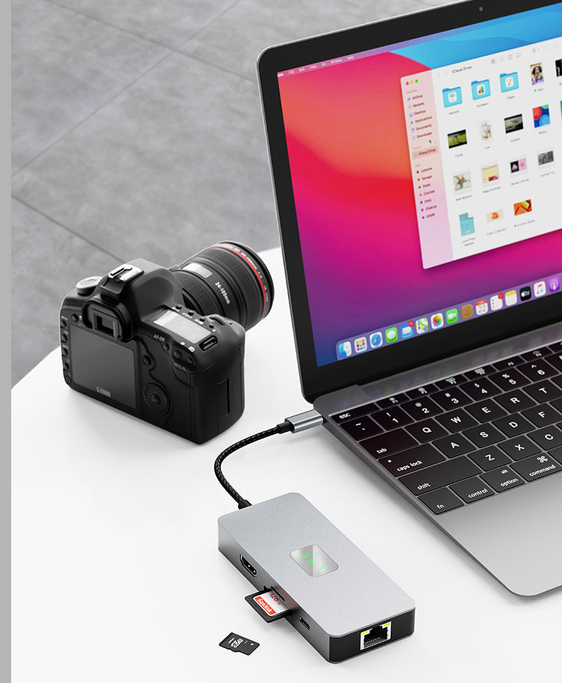 CAMVATE 9-in-1 USB-C Multiport Adapter (Silver Grey)