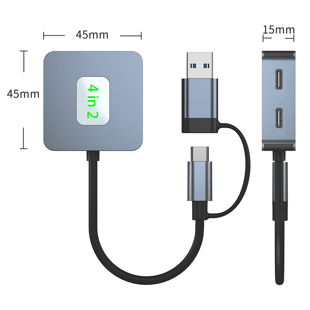 CAMVATE 4-Port USB-C & USB-A 3.2 Gen 2 Hub (Silver Grey)
