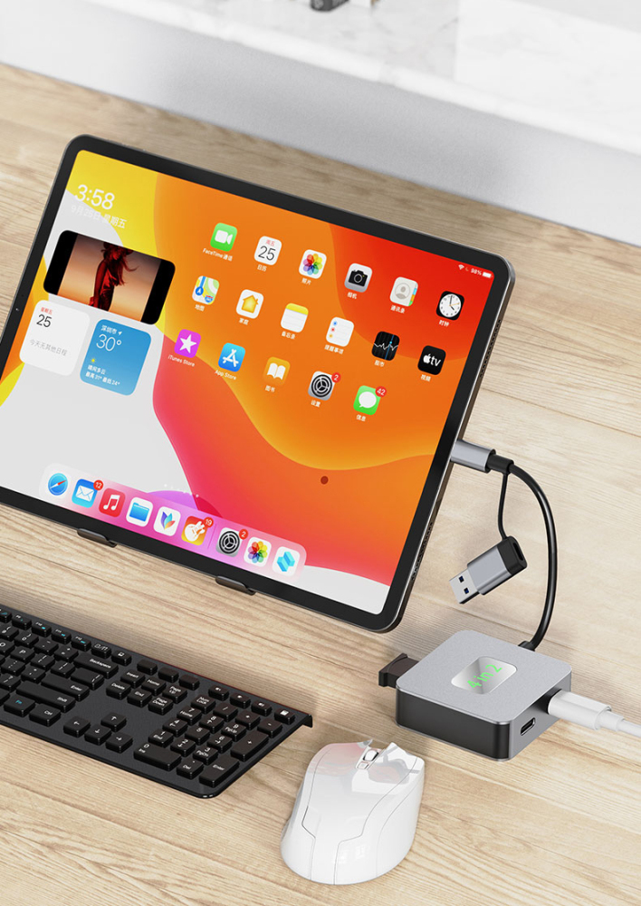 CAMVATE 4-Port USB-C & USB-A 3.2 Gen 2 Hub (Silver Grey)