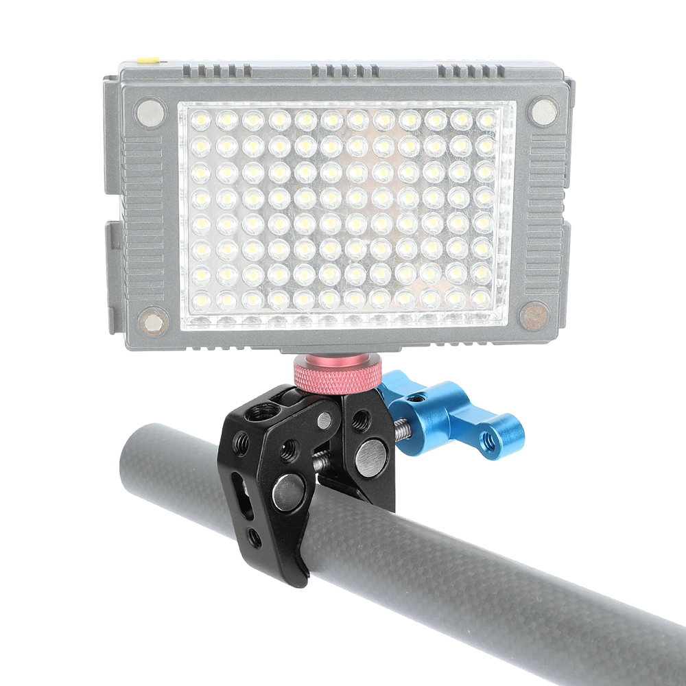 CAMVATE Super Clamp with 1/4"-20 & 3/8"-16 Threads (Blue T-handle)