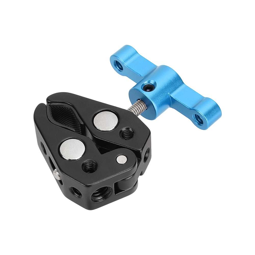 CAMVATE Super Clamp with 1/4"-20 & 3/8"-16 Threads (Blue T-handle)