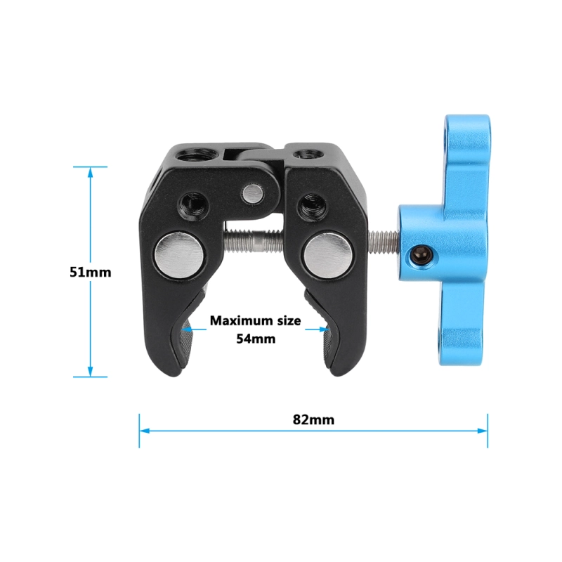 CAMVATE Super Clamp with 1/4"-20 & 3/8"-16 Threads (Blue T-handle)