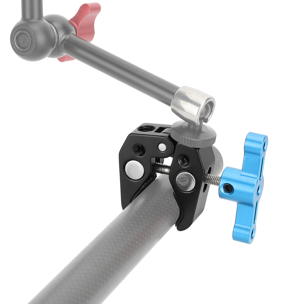 CAMVATE Super Clamp with 1/4"-20 & 3/8"-16 Threads (Blue T-handle)