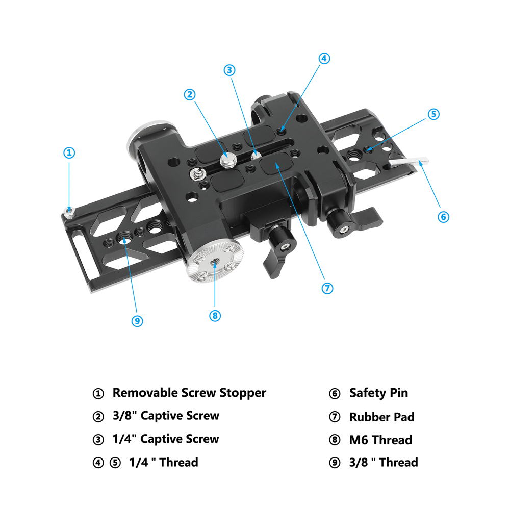 CAMVATE 8" Dovetail Plate and 15mm LWS Baseplate