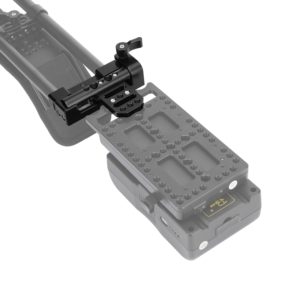 CAMVATE Tilt-Adjustable 15mm LWS Dual-Rod Clamp for Battery Mount