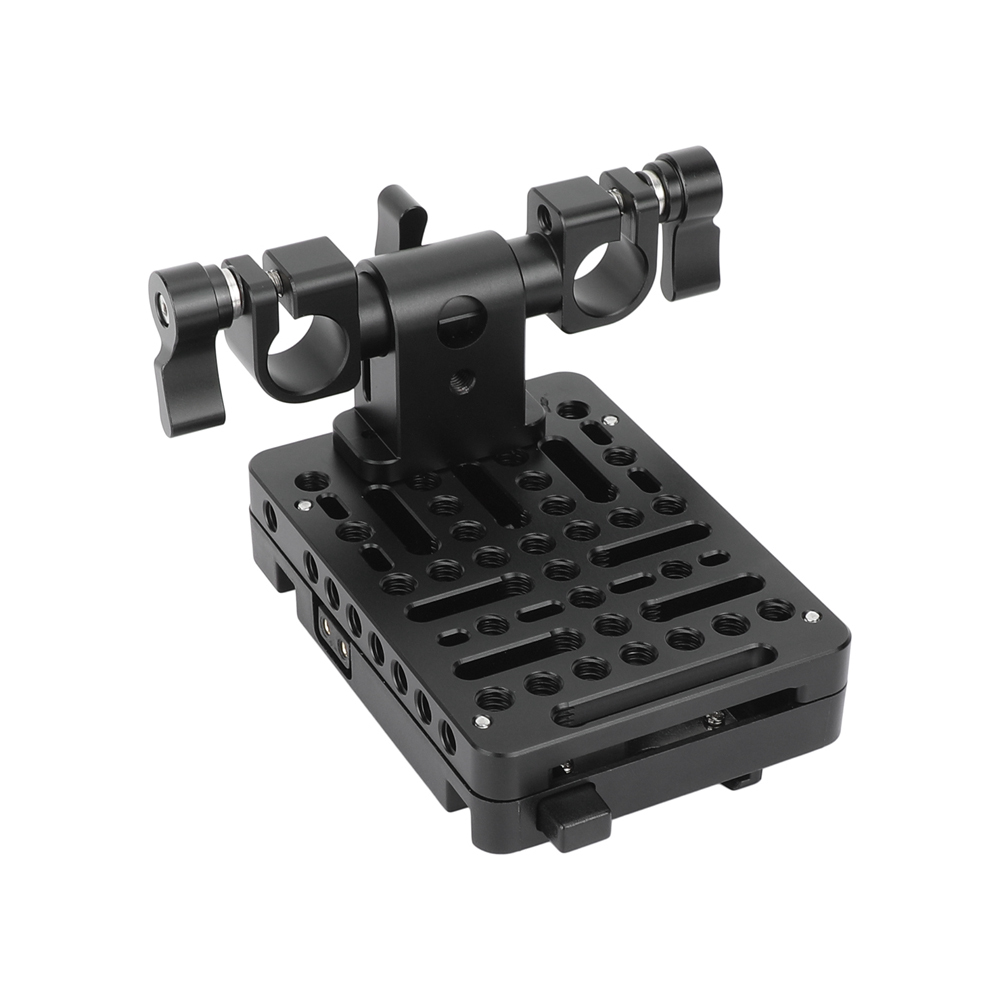 CAMVATE Micro V-Mount Battery Plate with 15mm LWS Rod Clamp (D-Tap Outputs)