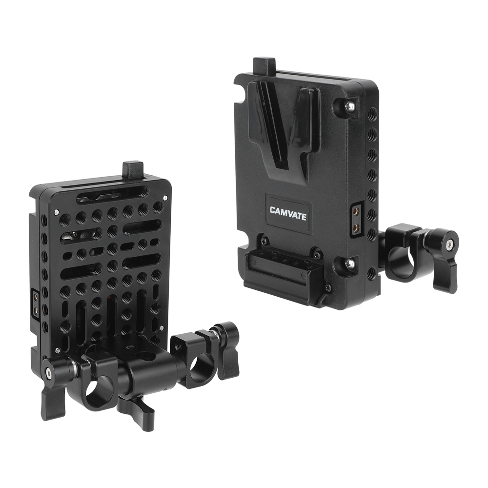 CAMVATE Micro V-Mount Battery Plate with 15mm LWS Rod Clamp (D-Tap Outputs)