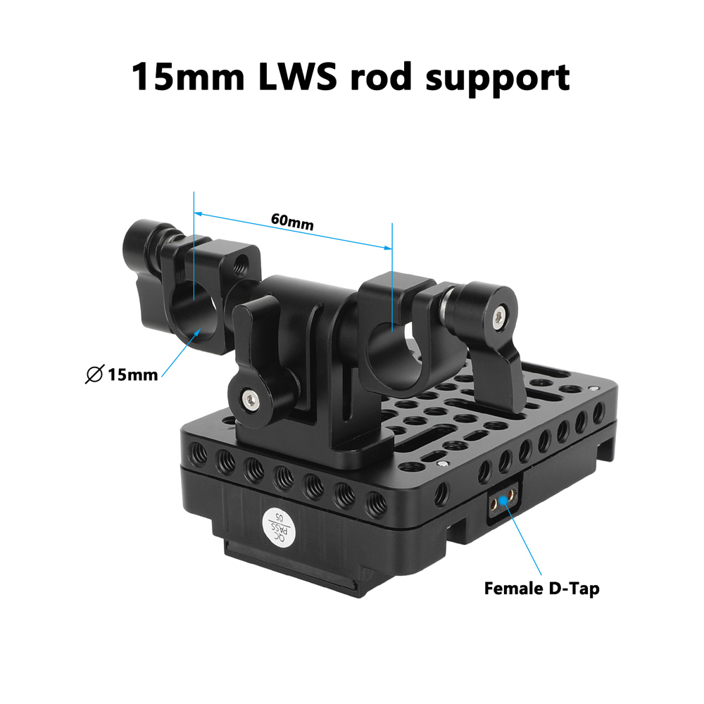 CAMVATE Micro V-Mount Battery Plate with 15mm LWS Rod Clamp (D-Tap Outputs)