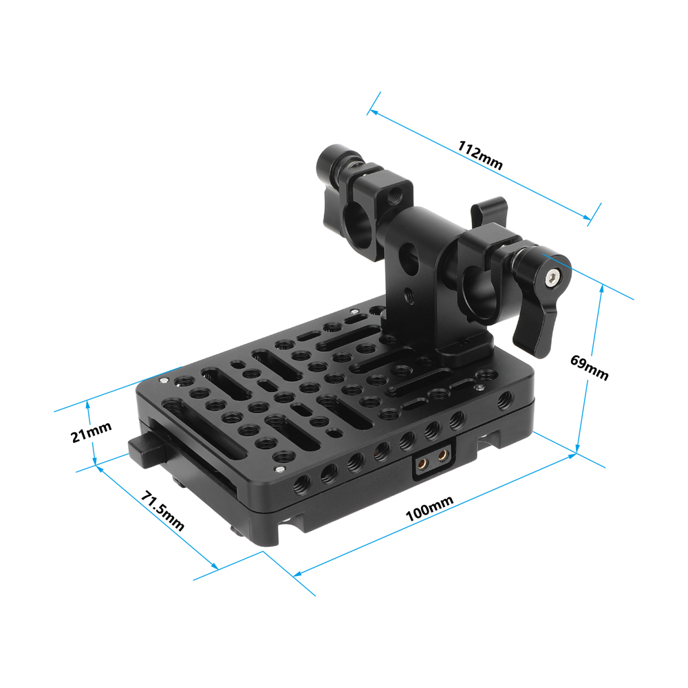 CAMVATE Micro V-Mount Battery Plate with 15mm LWS Rod Clamp (D-Tap Outputs)