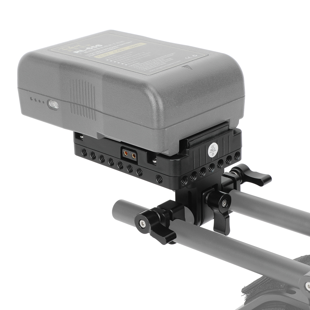 CAMVATE Micro V-Mount Battery Plate with 15mm LWS Rod Clamp (D-Tap Outputs)
