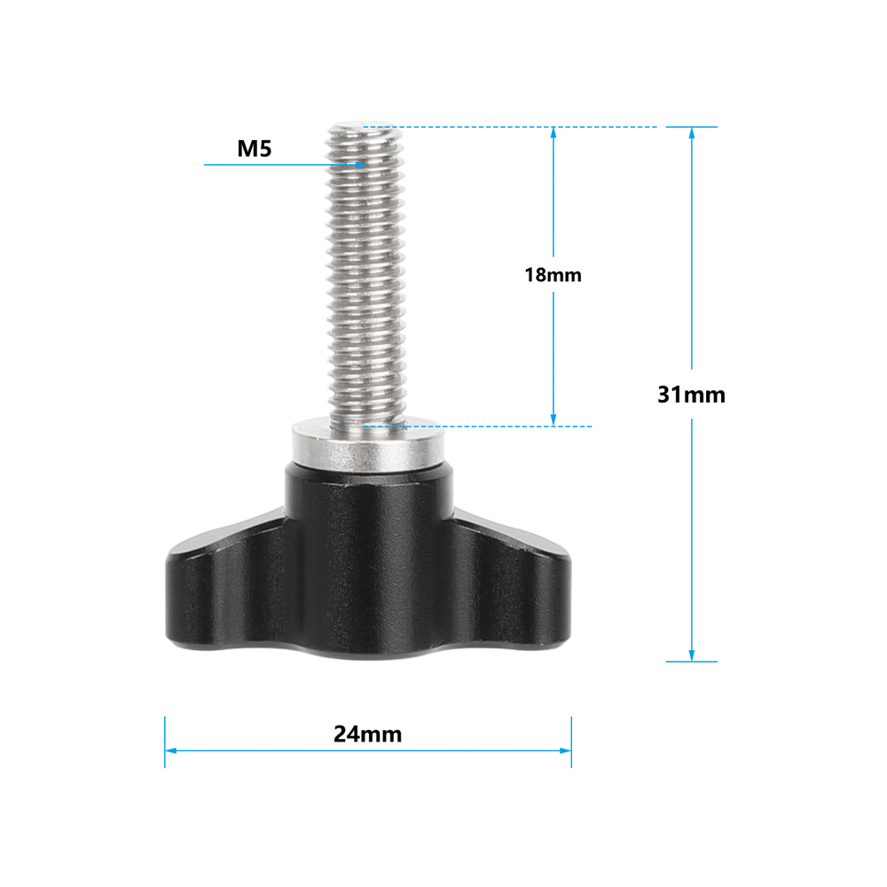 CAMVATE Tiny M5 Thumbscrew Assembly Knob (18mm, Black, 2-Pack)