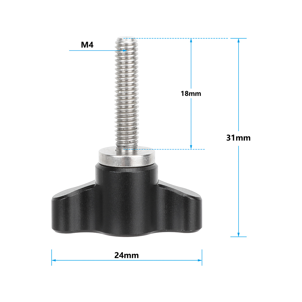 CAMVATE Tiny M4 Thumbscrew Assembly Knob (18mm, Black, 2-Pack)